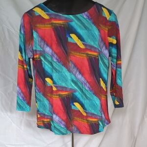 Peck & Peck Colorful Abstract Pattern Blouse